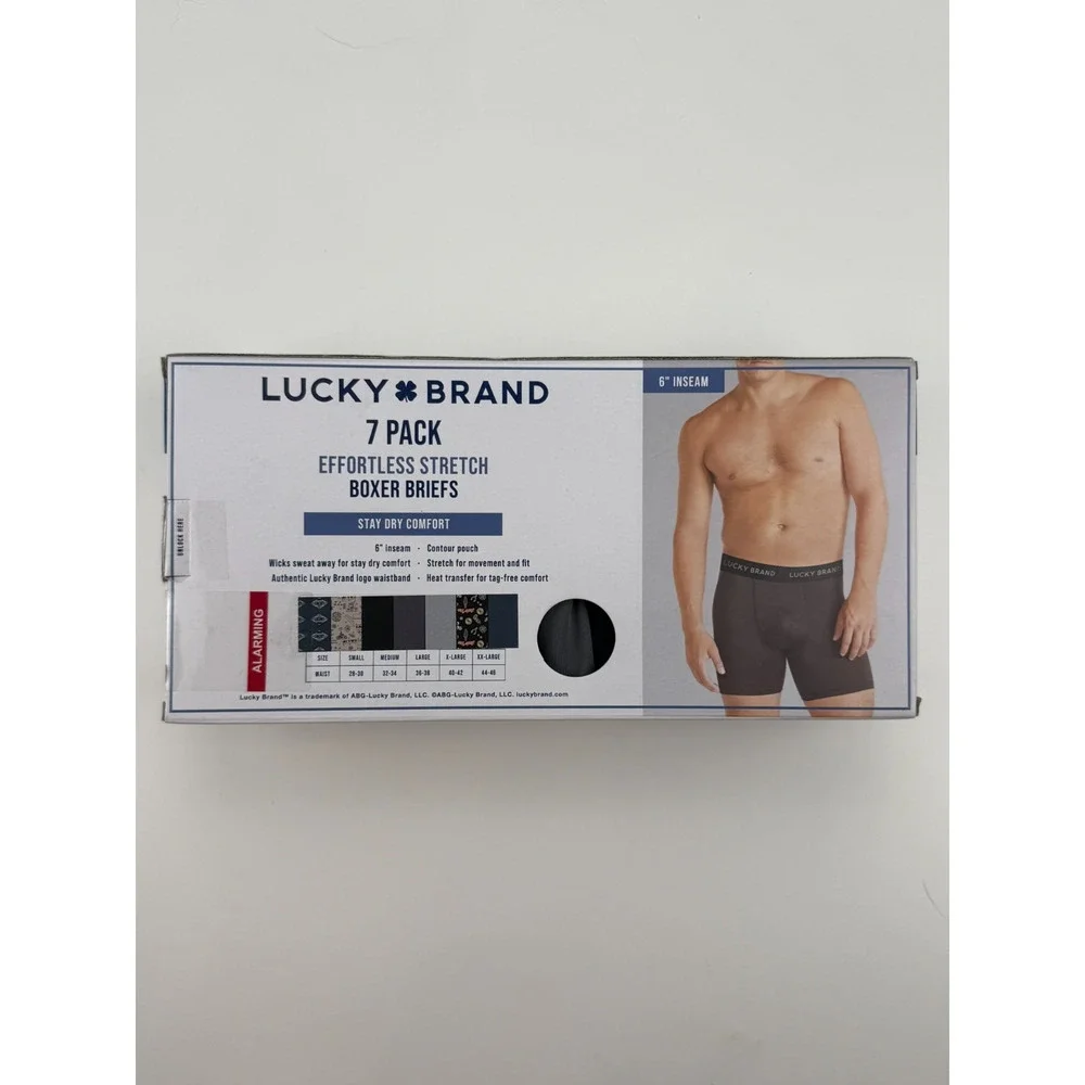 7 PACK LUCKY BRAND EFFORTLESS STRETCH BOXER BRIEFS SZ SMALL NWT
